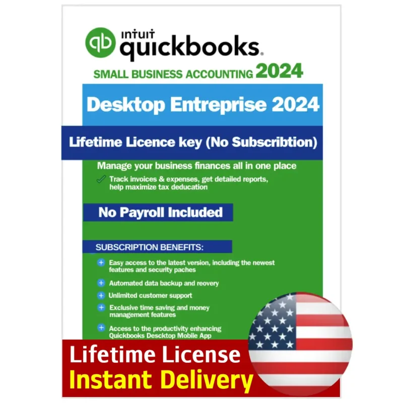 QuickBooks Desktop Enterprise Solutions 24 - One-Time Purchase for 3 User key